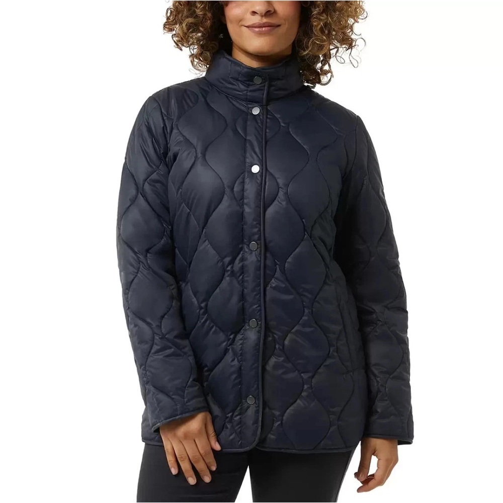 32 DEGREES QUILTED PUFFER JACKET NAVY BLUE POCKETS FUNNEL NECK SZ XL NWT